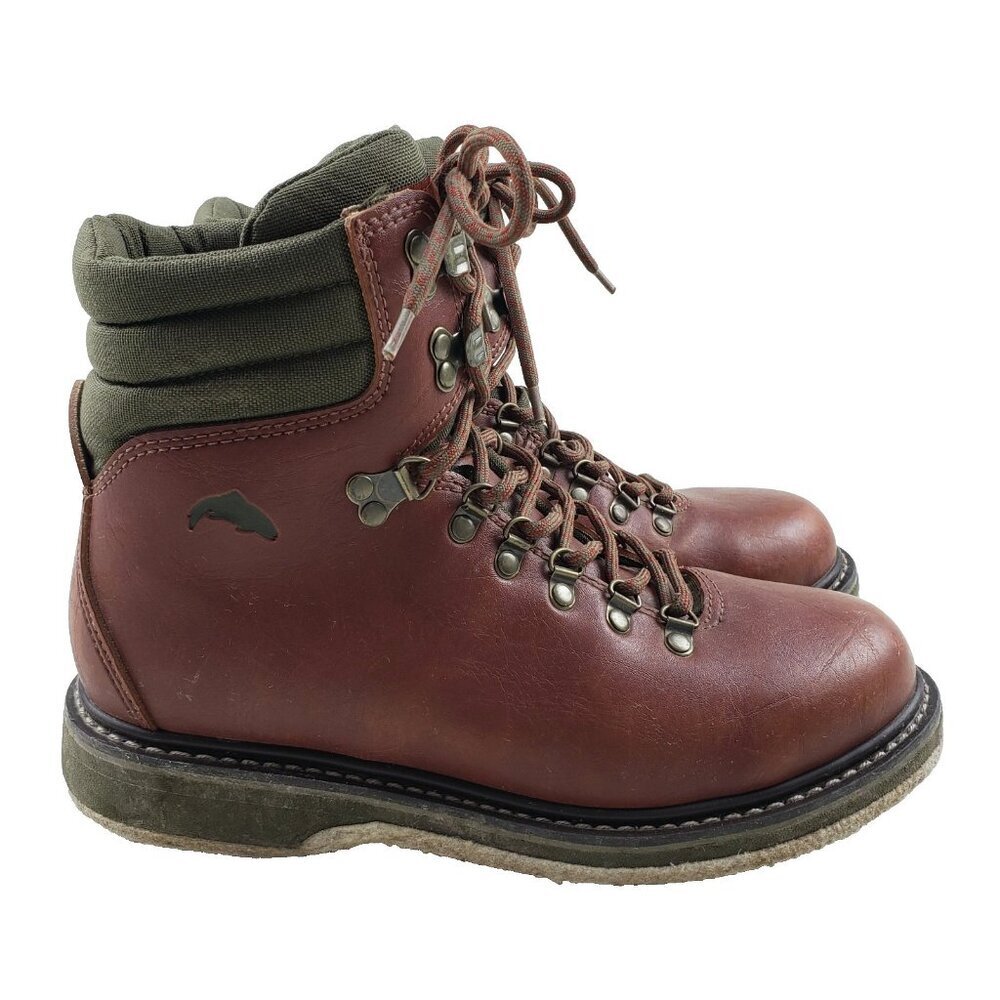Simms Freestone Wading Boot Mens 9 Brown Leather Fly Fishing Felt Sole